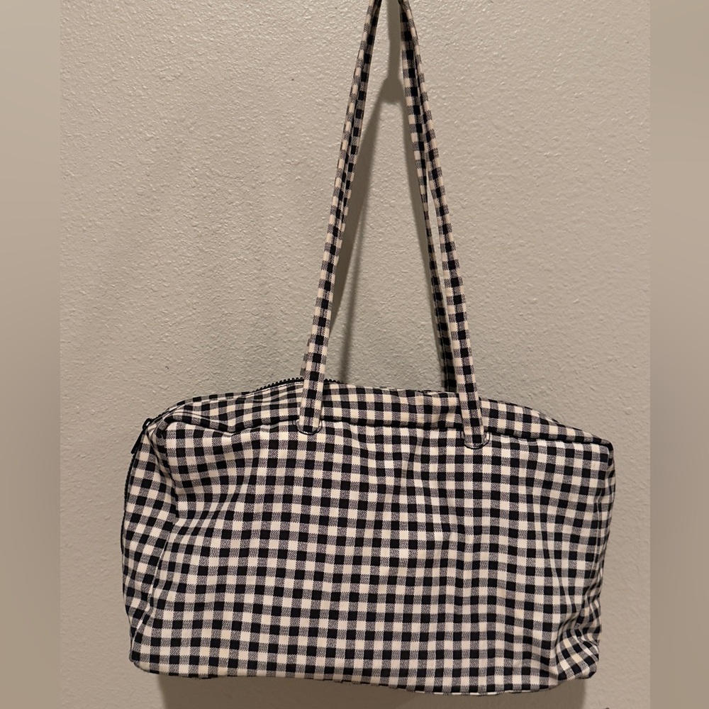 BAGGU Black and White Gingham Tote Bag
